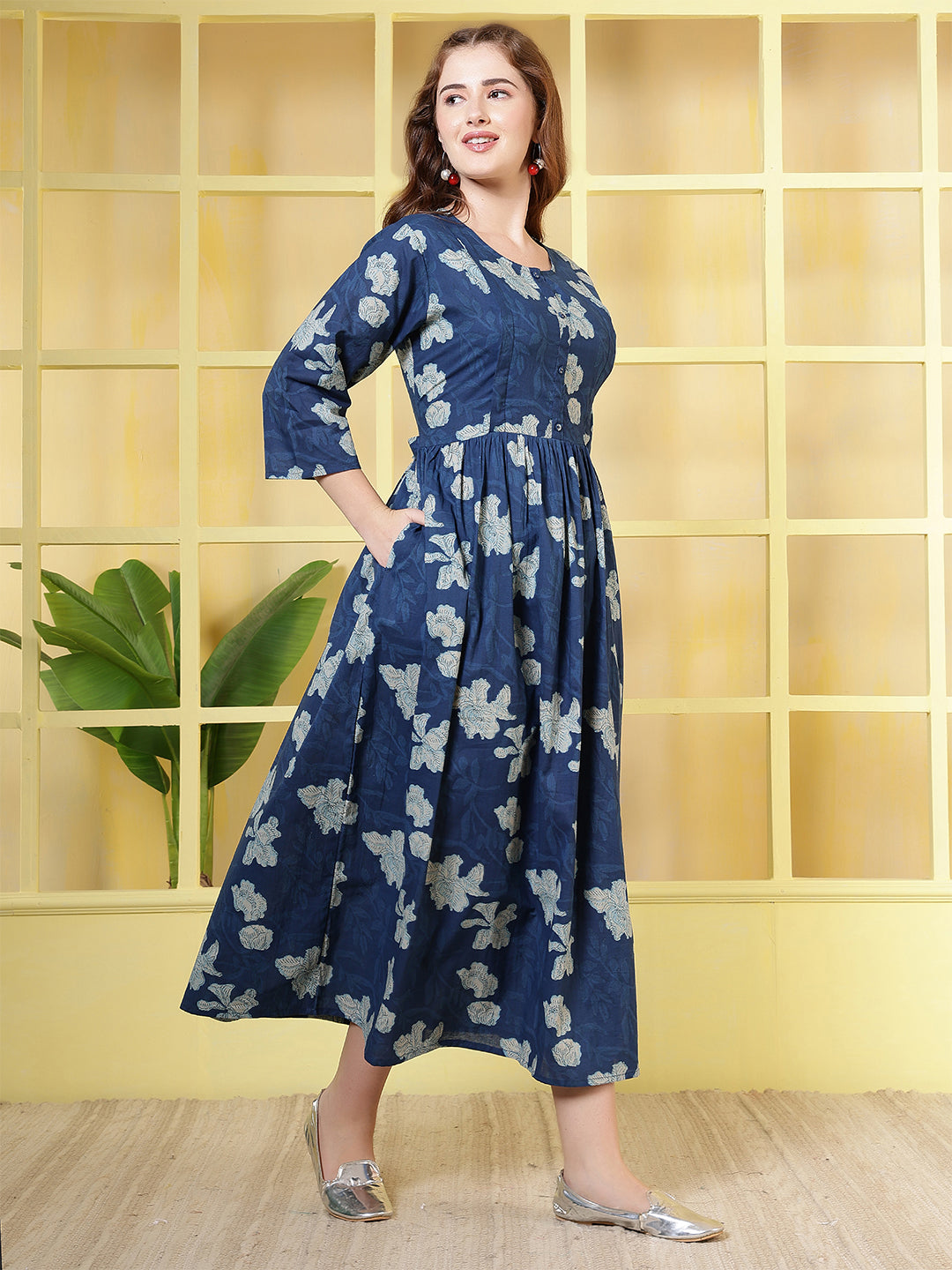 Blue Printed Dress For Women | LASVINI - Redefining Indian Fashion with Elegance
