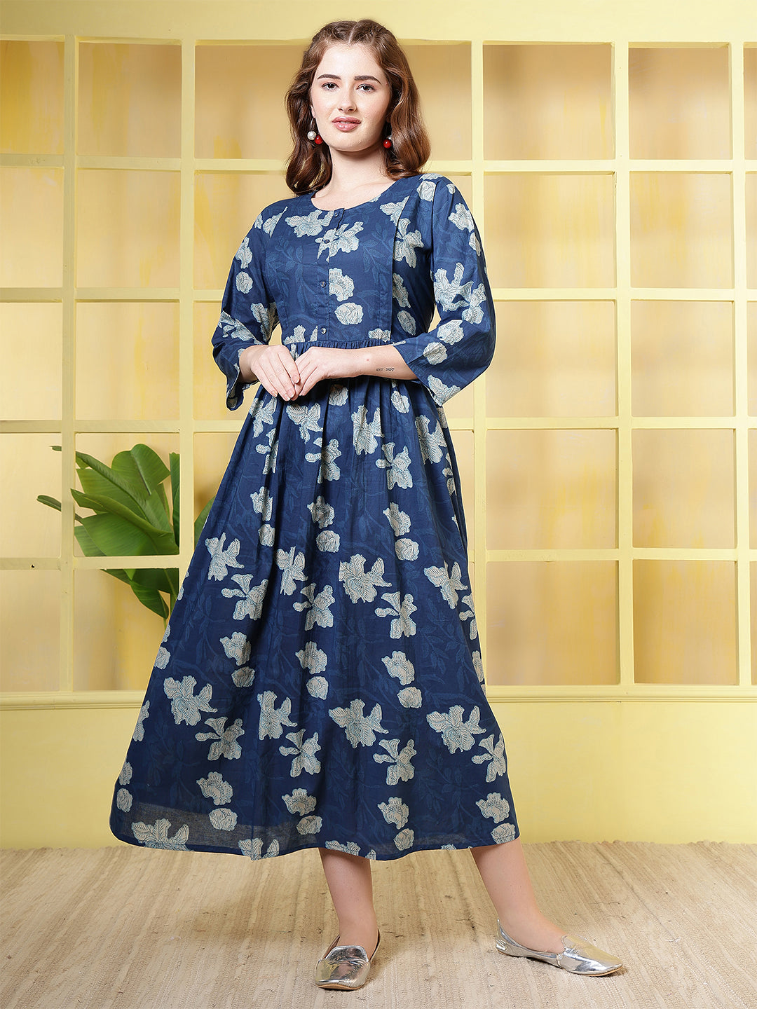 Blue Printed Dress For Women | LASVINI - Redefining Indian Fashion with Elegance