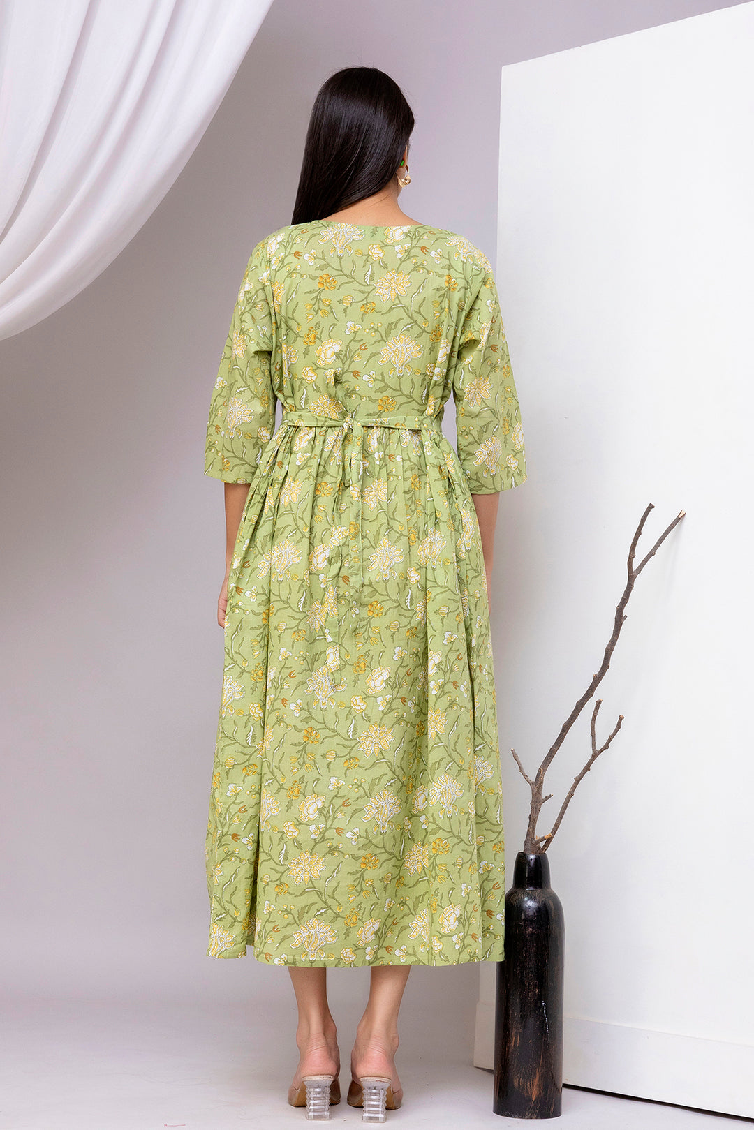Green Printed Dress for Women | LASVINI - Redefining Indian Fashion with Elegance