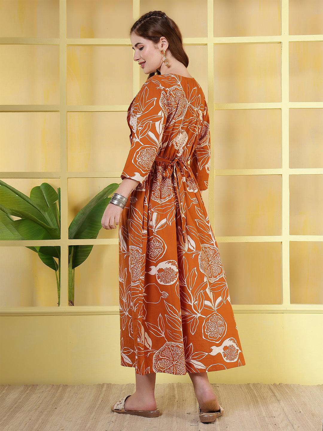 Rust Printed Dress for Women | LASVINI - Redefining Indian Fashion with Elegance