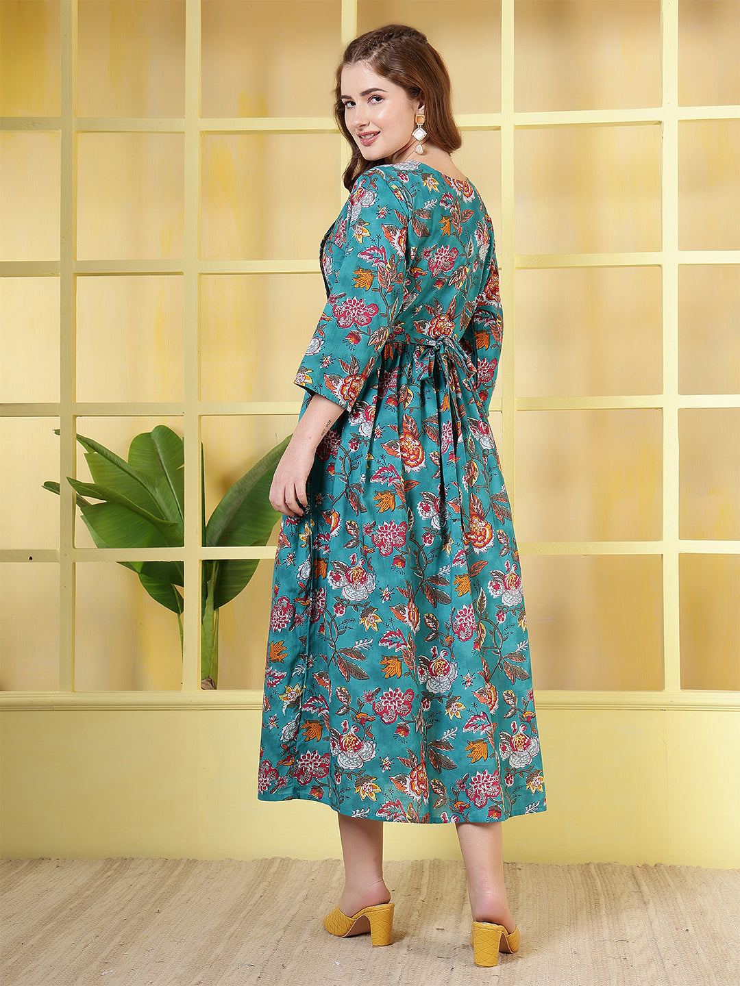 Blue Floral Printed Dress fro Women | LASVINI - Redefining Indian Fashion with Elegance
