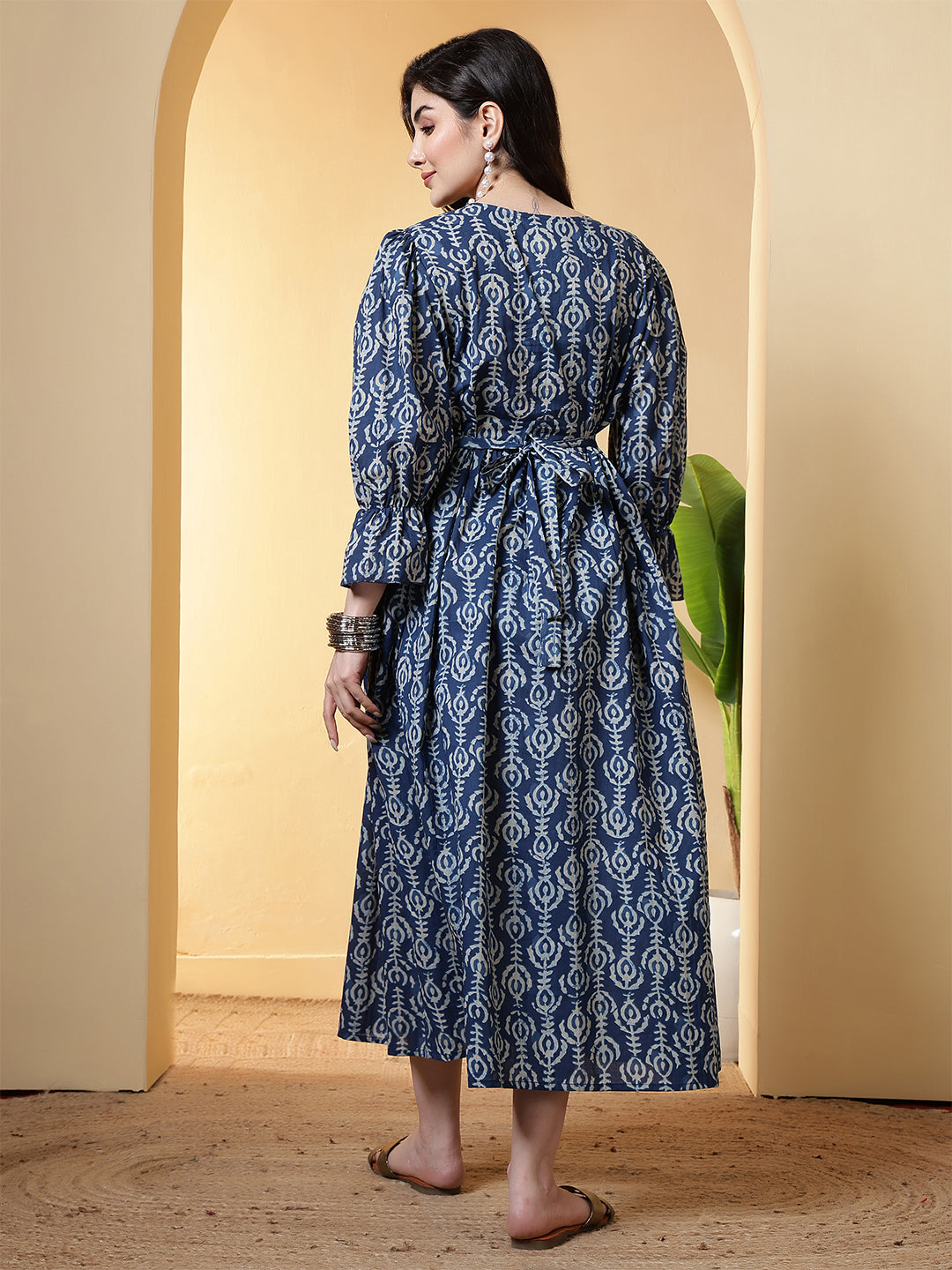 Blue Printed Dress for Women | LASVINI - Redefining Indian Fashion with Elegance