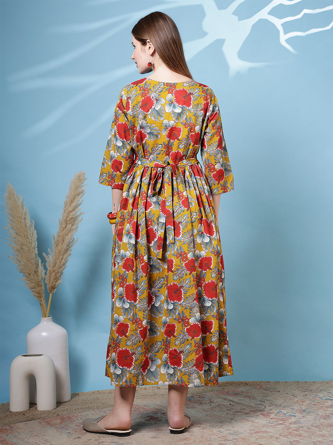 Women Multicolor Printed Flared Dress | LASVINI - Redefining Indian Fashion with Elegance