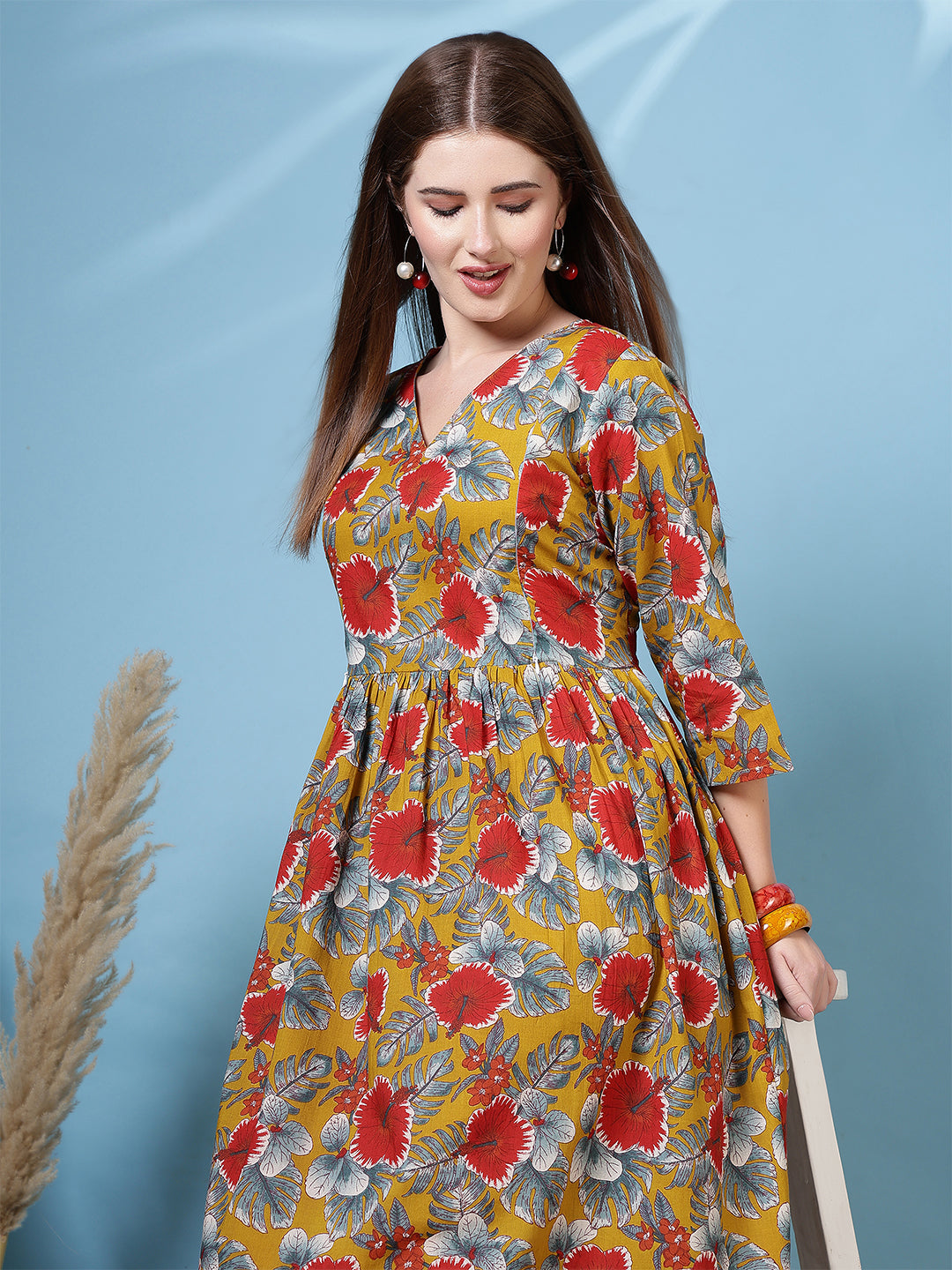 Women Multicolor Printed Flared Dress | LASVINI - Redefining Indian Fashion with Elegance