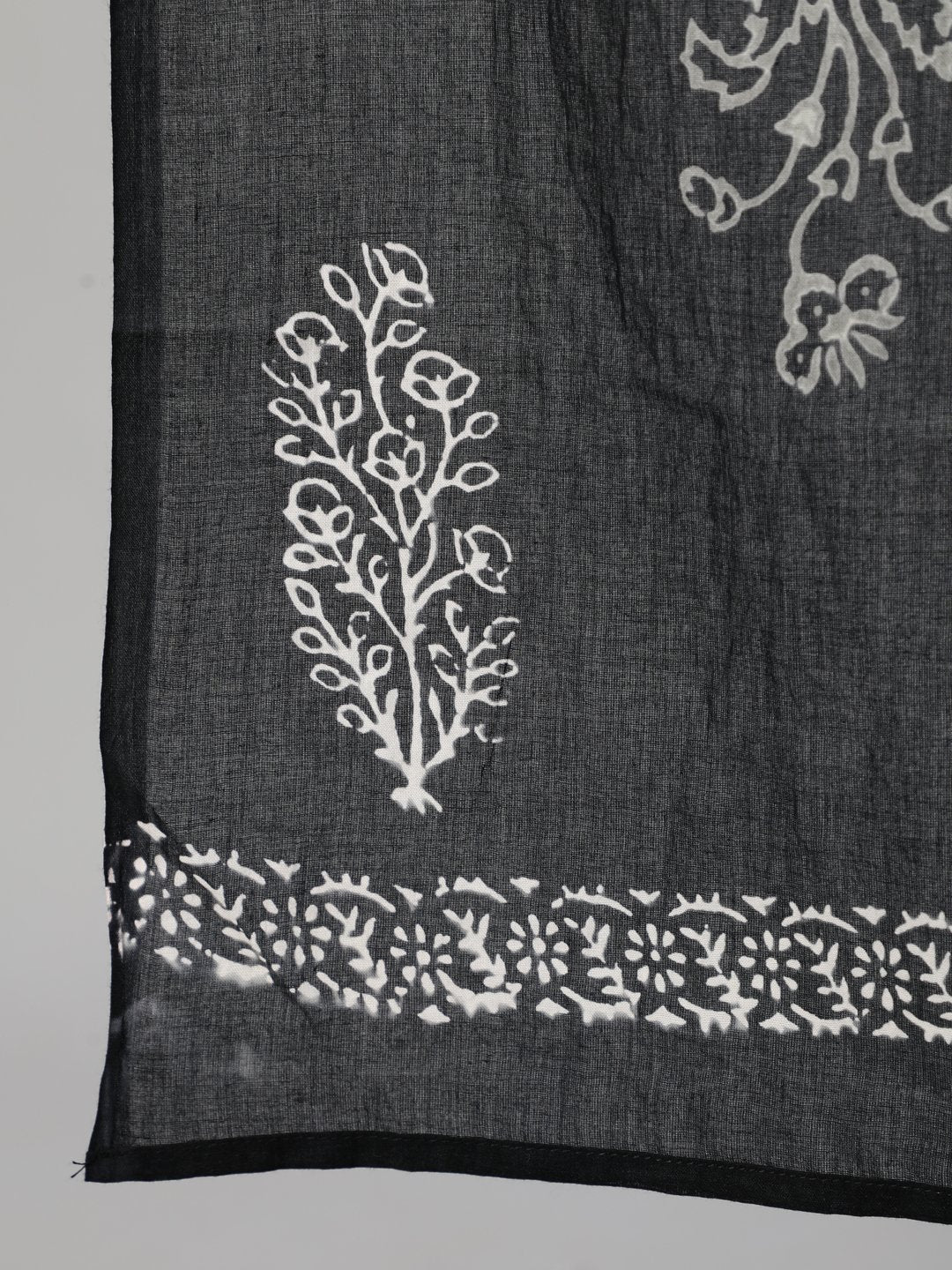 Women Black Printed Straight Kurta With Plazo & Dupatta | LASVINI - Redefining Indian Fashion with Elegance