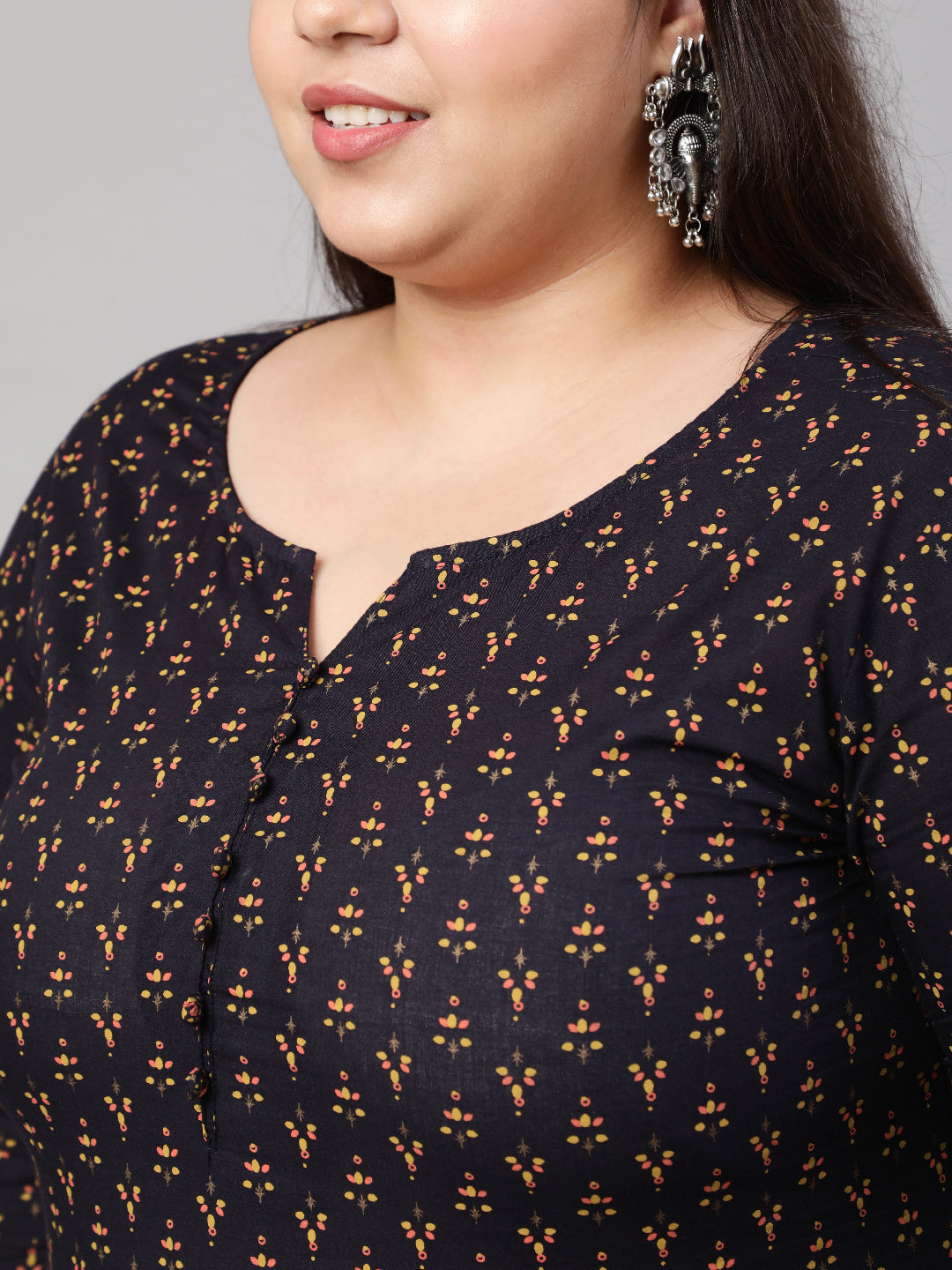 Women Plus Size Navy Blue Ethnic Tunic | LASVINI - Redefining Indian Fashion with Elegance