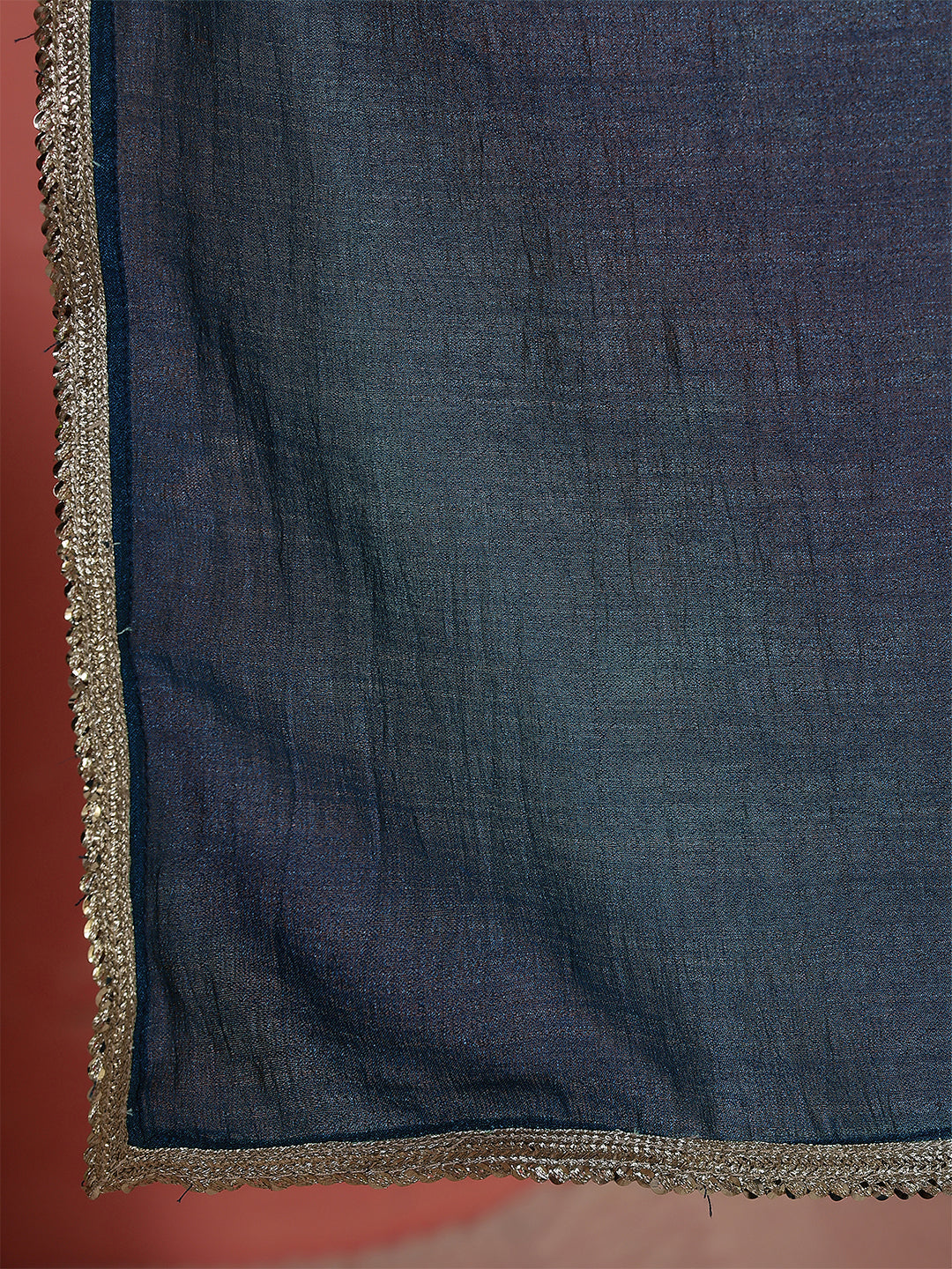 Teal Blue Saree embellished with lace & Unstitched blouse | LASVINI - Redefining Indian Fashion with Elegance