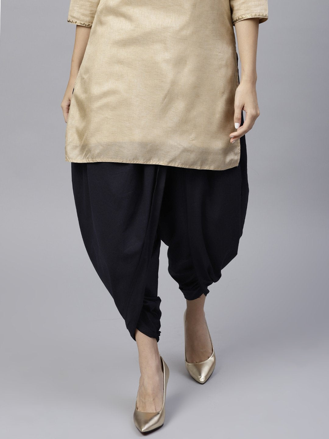 Navy Blue Ankle Length Cotton Dhoti Pant | LASVINI - Redefining Indian Fashion with Elegance