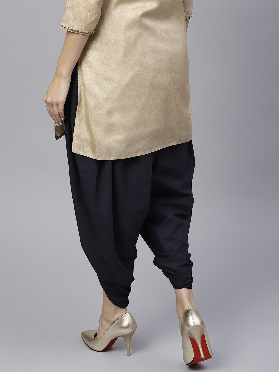 Navy Blue Ankle Length Cotton Dhoti Pant | LASVINI - Redefining Indian Fashion with Elegance