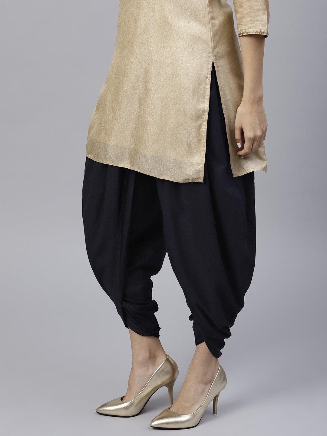 Navy Blue Ankle Length Cotton Dhoti Pant | LASVINI - Redefining Indian Fashion with Elegance
