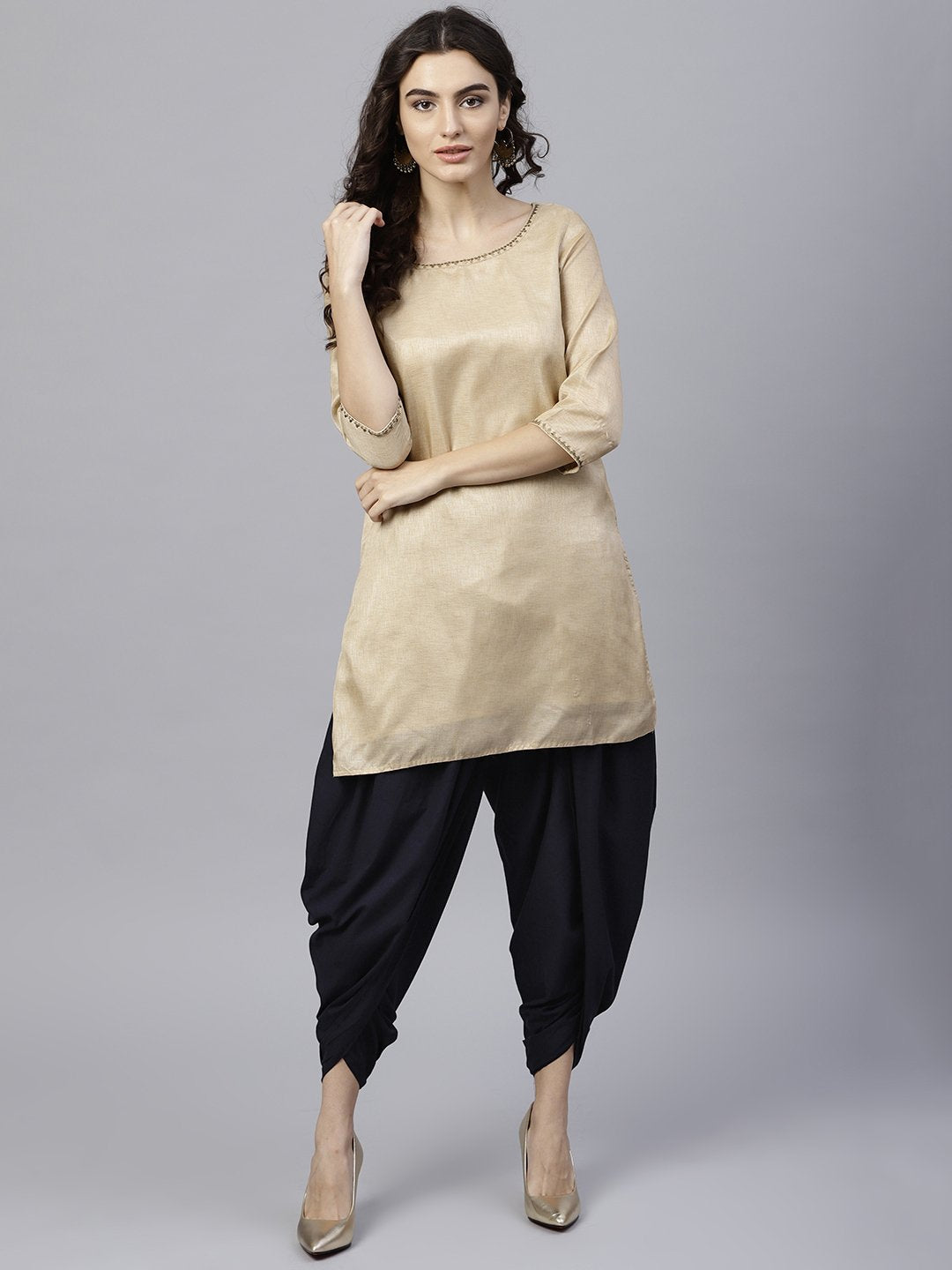 Navy Blue Ankle Length Cotton Dhoti Pant | LASVINI - Redefining Indian Fashion with Elegance