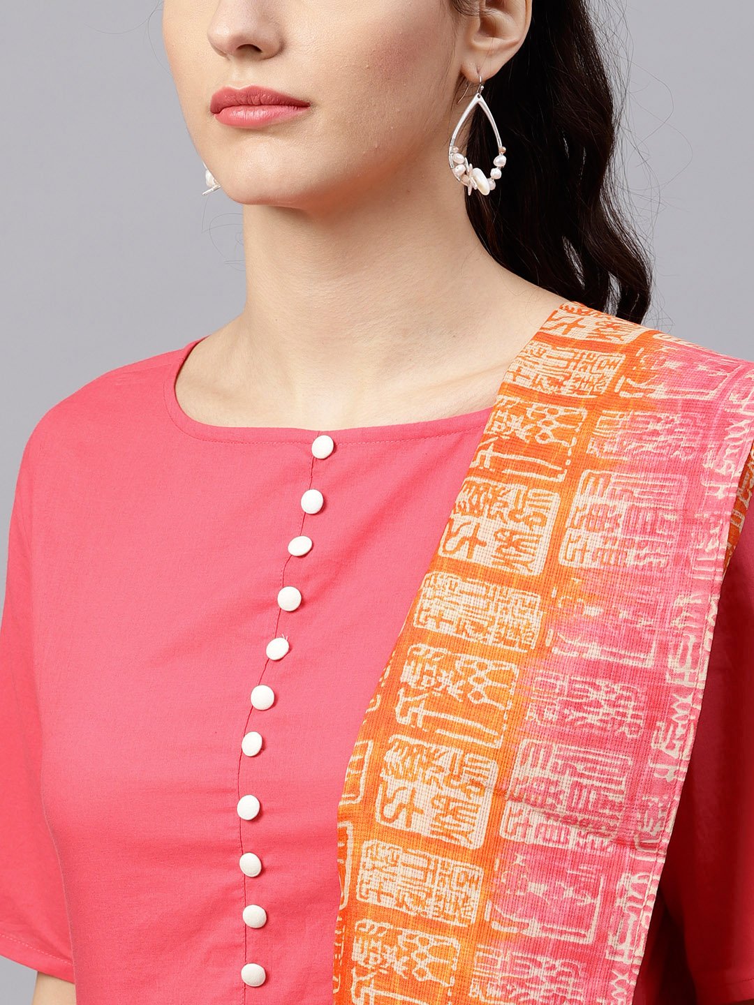 Round Neck Pink Kurta With Palazzo And Multi Colored Dupatta | LASVINI - Redefining Indian Fashion with Elegance