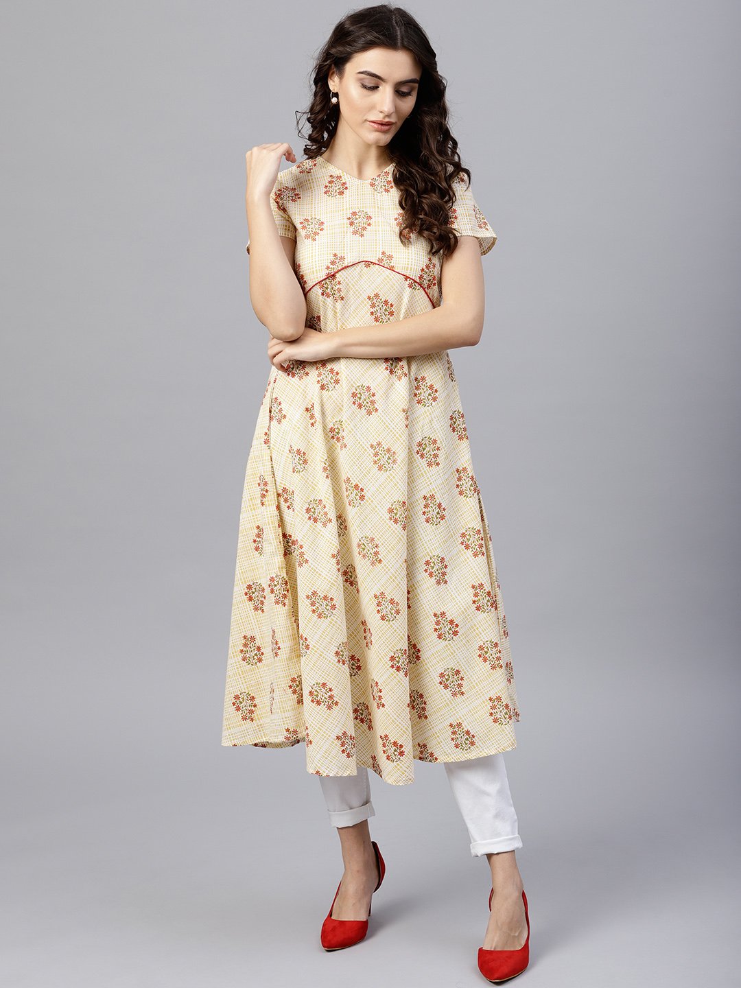 Multi Colored Tunic With One Sided Collar And 3/4 Sleeves | LASVINI - Redefining Indian Fashion with Elegance