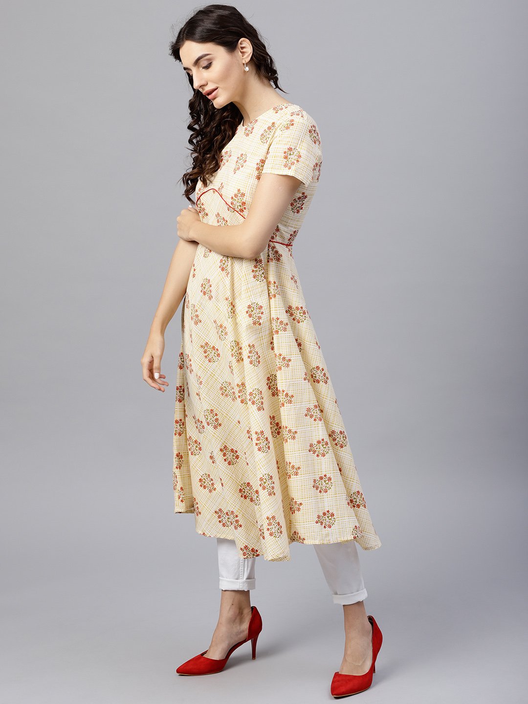 Multi Colored Tunic With One Sided Collar And 3/4 Sleeves | LASVINI - Redefining Indian Fashion with Elegance