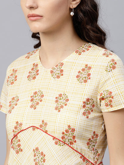 Multi Colored Tunic With One Sided Collar And 3/4 Sleeves | LASVINI - Redefining Indian Fashion with Elegance