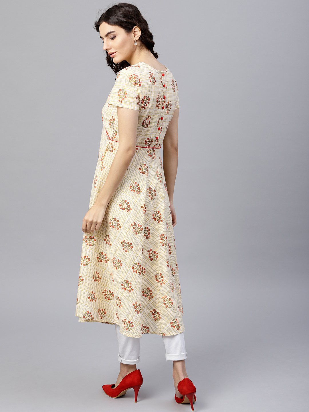 Multi Colored Tunic With One Sided Collar And 3/4 Sleeves | LASVINI - Redefining Indian Fashion with Elegance