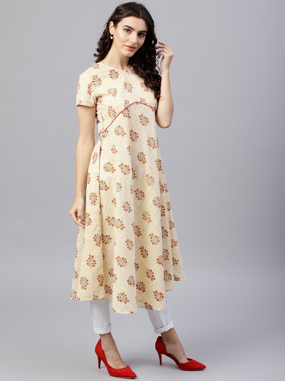 Multi Colored Tunic With One Sided Collar And 3/4 Sleeves | LASVINI - Redefining Indian Fashion with Elegance