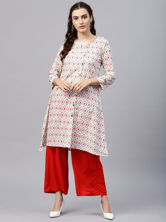 Multi Colored Kurta With Half Sleeves And V-Neck | LASVINI - Redefining Indian Fashion with Elegance