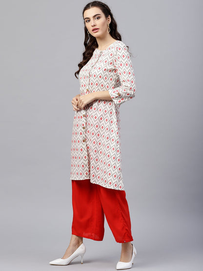 Multi Colored Kurta With Half Sleeves And V-Neck | LASVINI - Redefining Indian Fashion with Elegance