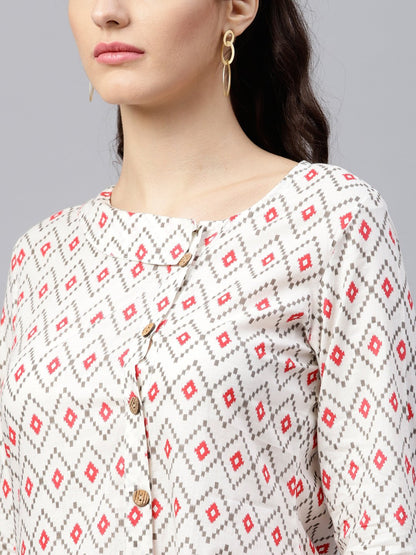 Multi Colored Kurta With Half Sleeves And V-Neck | LASVINI - Redefining Indian Fashion with Elegance