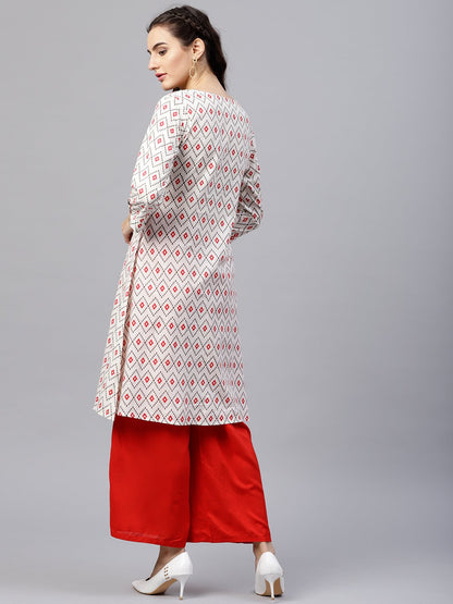 Multi Colored Kurta With Half Sleeves And V-Neck | LASVINI - Redefining Indian Fashion with Elegance
