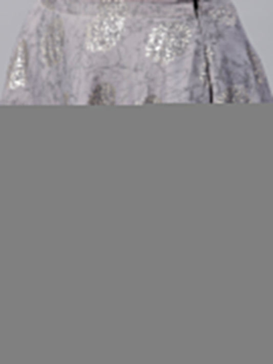 Silver Grey Printed Set Of Blouse And Skirt | LASVINI - Redefining Indian Fashion with Elegance
