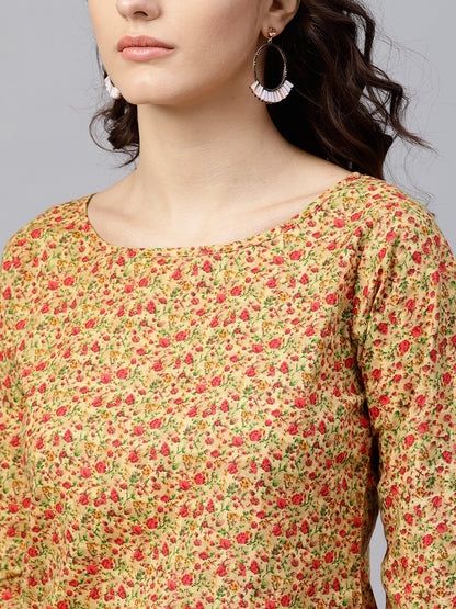 Multi Printed Top With Round Neck And 3/4 Flared Sleeves | LASVINI - Redefining Indian Fashion with Elegance
