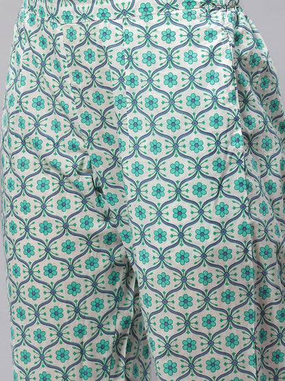 Seagreen Cotton Kurta Pant Set With Dupatta | LASVINI - Redefining Indian Fashion with Elegance