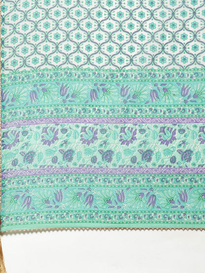 Seagreen Cotton Kurta Pant Set With Dupatta | LASVINI - Redefining Indian Fashion with Elegance