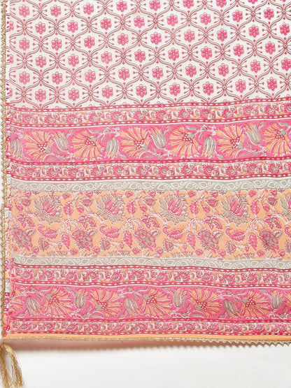 Pink Cotton Kurta Pant Set With Dupatta | LASVINI - Redefining Indian Fashion with Elegance
