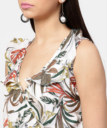 Multi Printed Sleeveless V-Neck Short A-Line Dress | LASVINI - Redefining Indian Fashion with Elegance