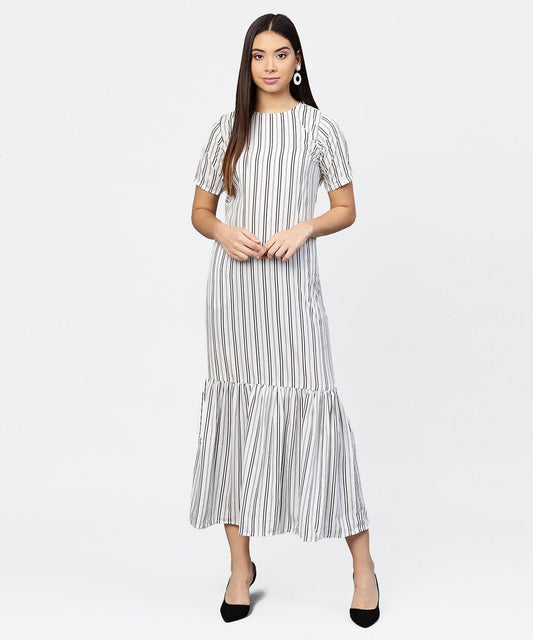 Multi Colored Maxi Dress With Round Neck And Half Sleeves | LASVINI - Redefining Indian Fashion with Elegance