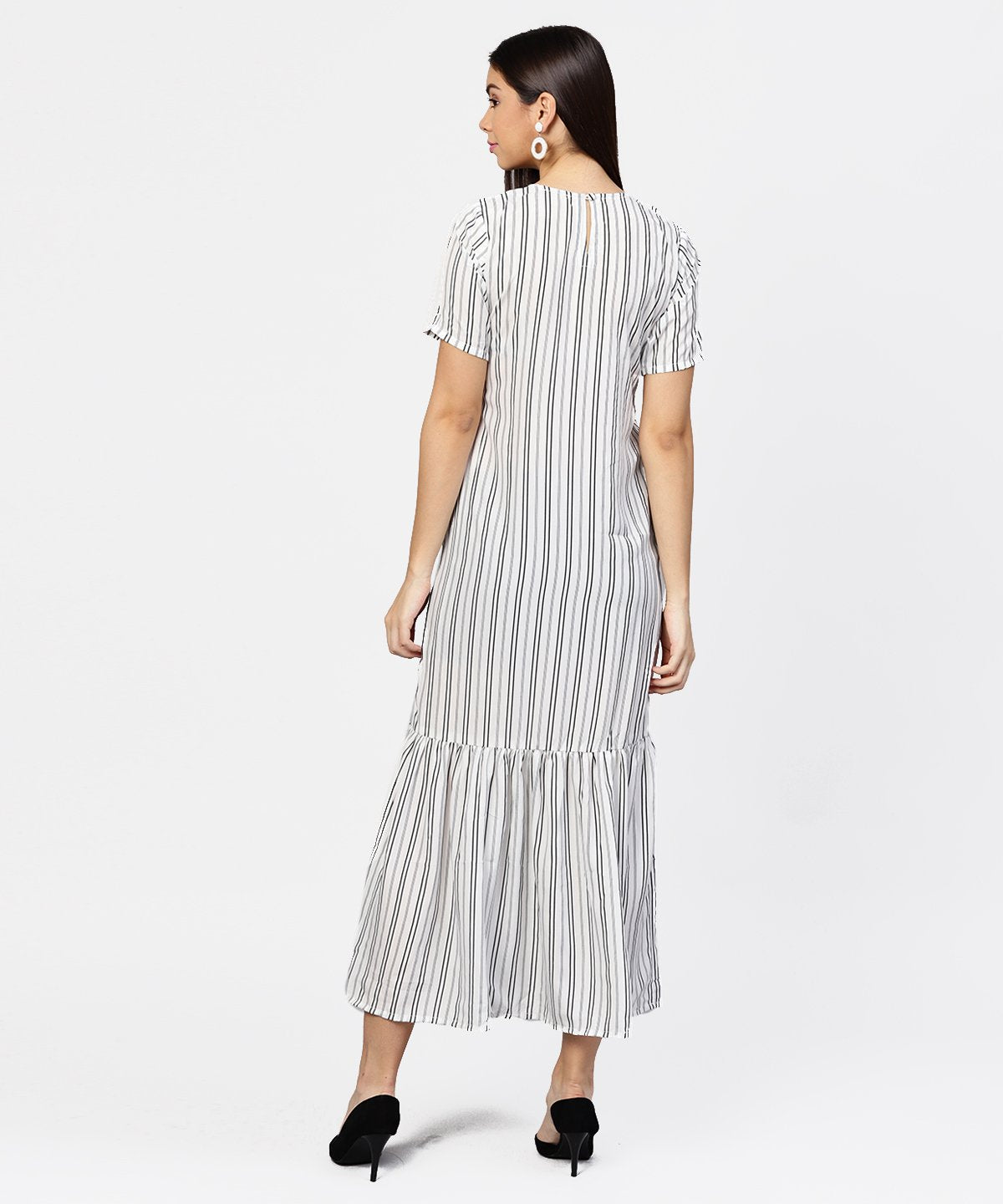 Multi Colored Maxi Dress With Round Neck And Half Sleeves | LASVINI - Redefining Indian Fashion with Elegance