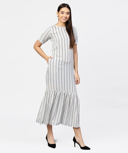 Multi Colored Maxi Dress With Round Neck And Half Sleeves | LASVINI - Redefining Indian Fashion with Elegance