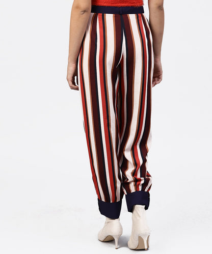 Multi Printed Ankle Length Striped Trouser | LASVINI - Redefining Indian Fashion with Elegance