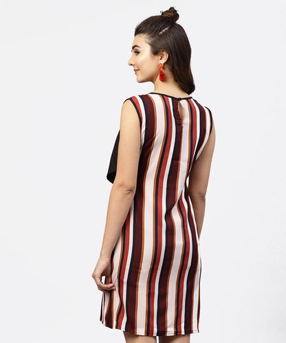 Multi Striped Sleeveless Dress With Round Neck | LASVINI - Redefining Indian Fashion with Elegance