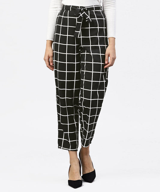 Black & White Checked Trouser With Side Pockets | LASVINI - Redefining Indian Fashion with Elegance