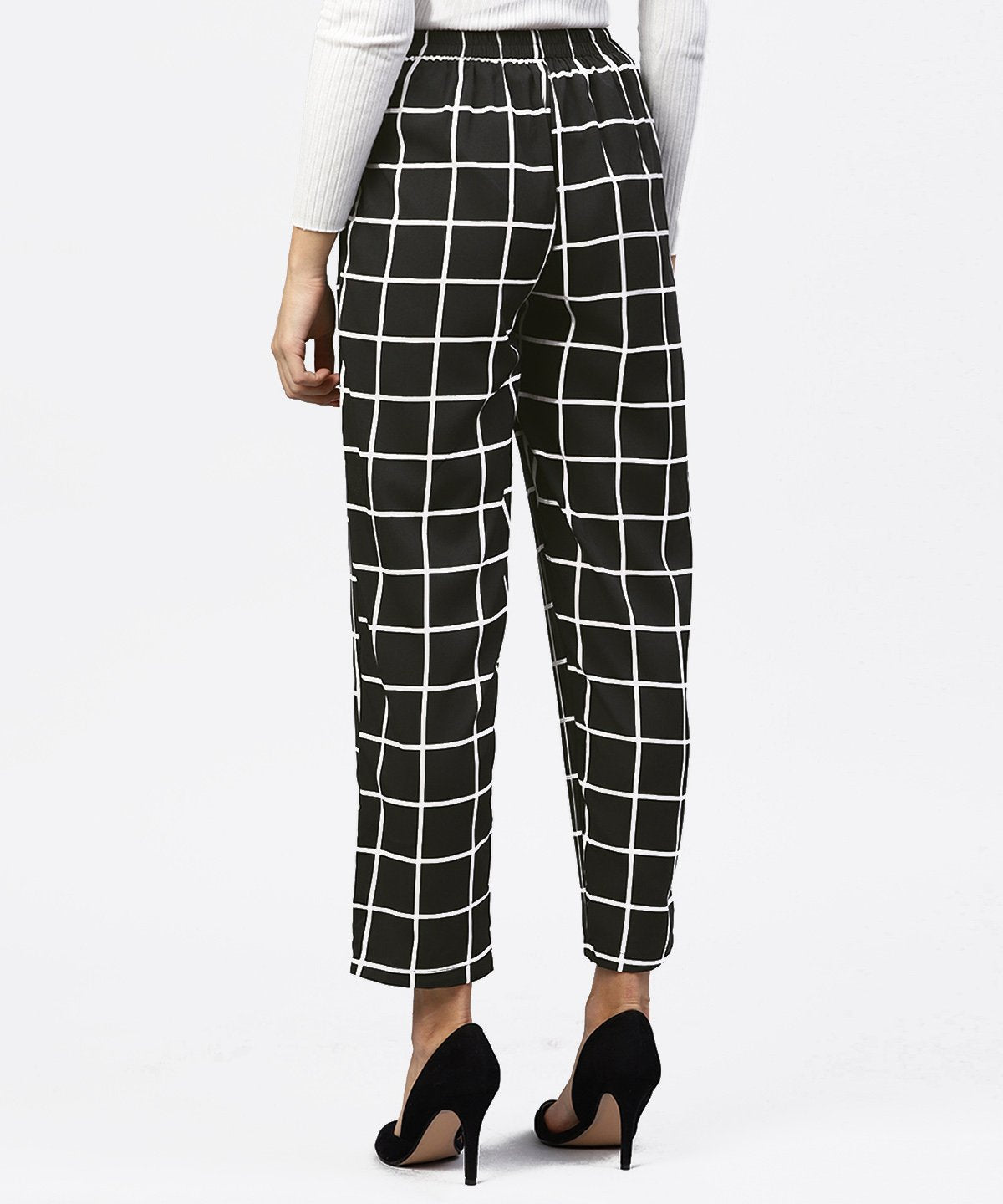 Black & White Checked Trouser With Side Pockets | LASVINI - Redefining Indian Fashion with Elegance