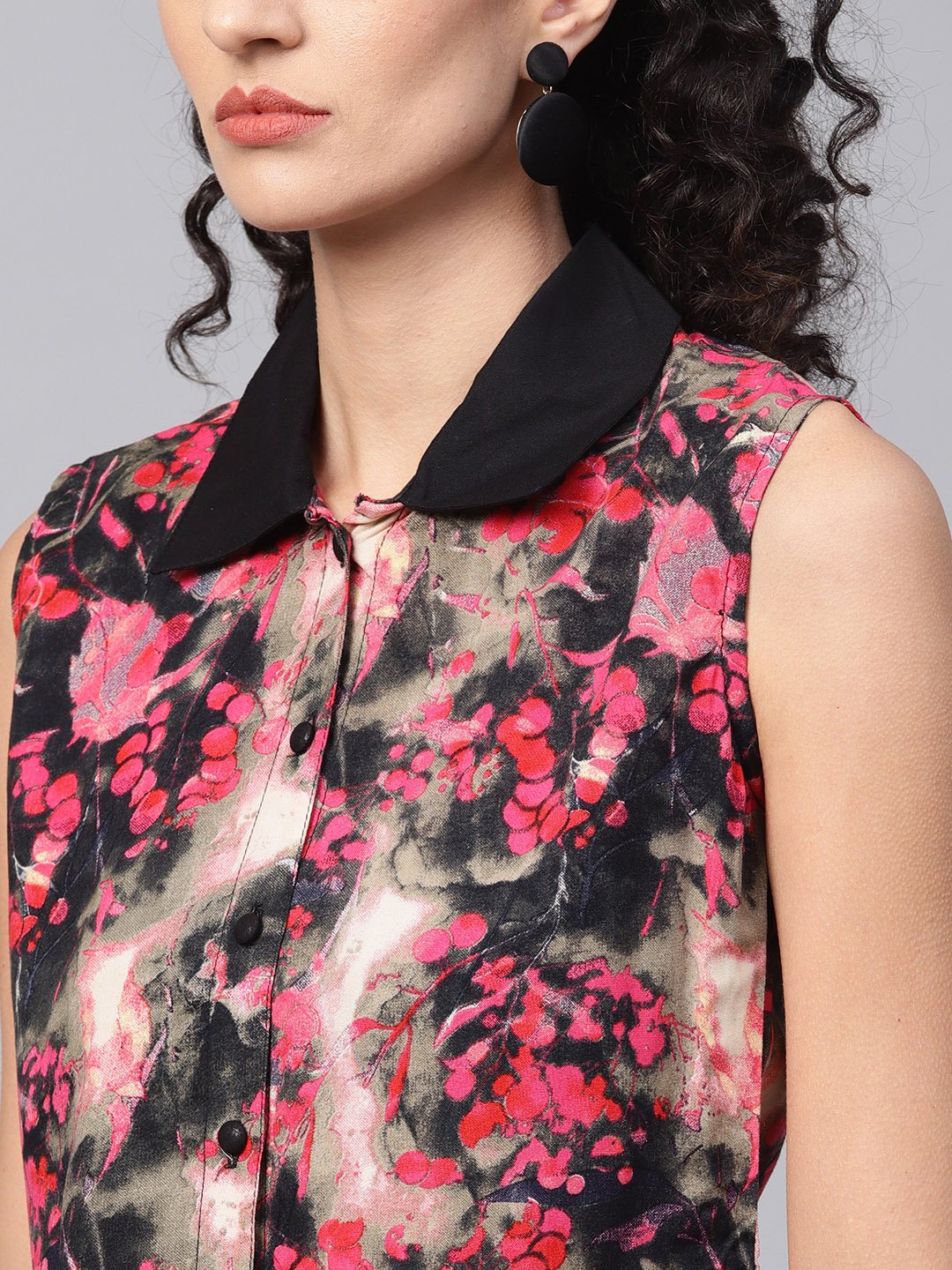 Pink & Black Printed Sleeveless Tops With Black Ankle Length Balloon Pant | LASVINI - Redefining Indian Fashion with Elegance