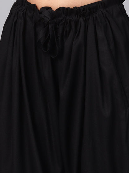 Pink & Black Printed Sleeveless Tops With Black Ankle Length Balloon Pant | LASVINI - Redefining Indian Fashion with Elegance