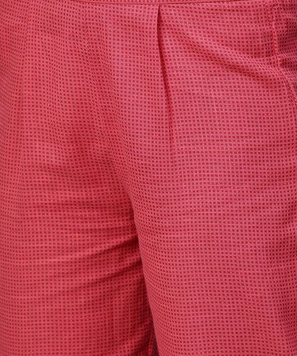 Off White Printed Full Sleeve Cotton Anarkali Kurta With Pink Ankle Length Palazzo | LASVINI - Redefining Indian Fashion with Elegance