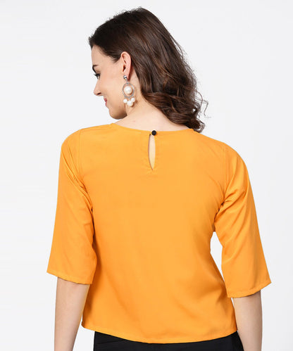Yellow 3/4Th Sleeve Ruffle Tops | LASVINI - Redefining Indian Fashion with Elegance