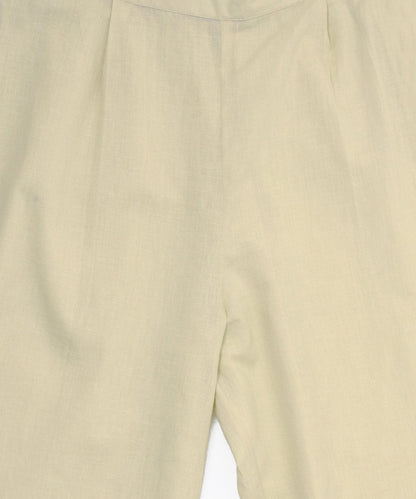 Green Yoke Printed Half Sleeve Cotton Kurta With Cream Ankle Length Pallazo | LASVINI - Redefining Indian Fashion with Elegance