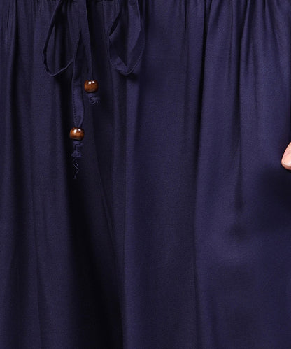 Navy Blue Ankle Length Flared Palazzo | LASVINI - Redefining Indian Fashion with Elegance
