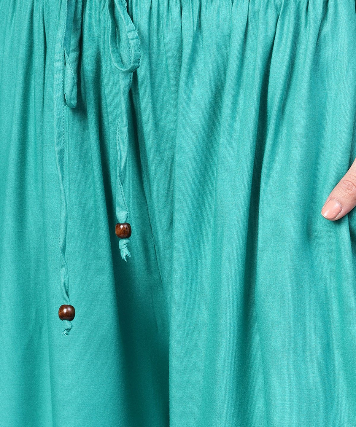 Turquoise Blue Flared Ankle Length Palazzo | LASVINI - Redefining Indian Fashion with Elegance