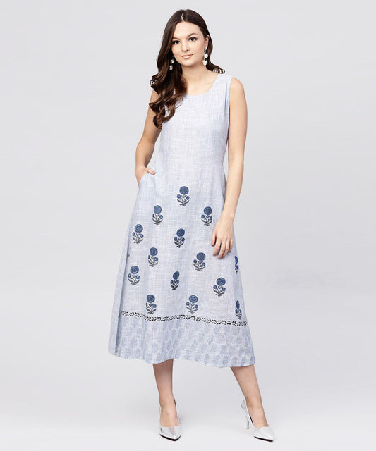 White  Sleeveless A-Line Kurta With Round Neck | LASVINI - Redefining Indian Fashion with Elegance