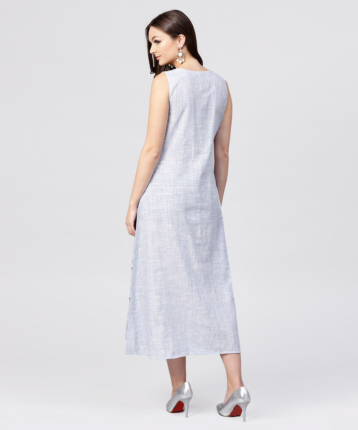 White  Sleeveless A-Line Kurta With Round Neck | LASVINI - Redefining Indian Fashion with Elegance