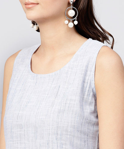 White  Sleeveless A-Line Kurta With Round Neck | LASVINI - Redefining Indian Fashion with Elegance