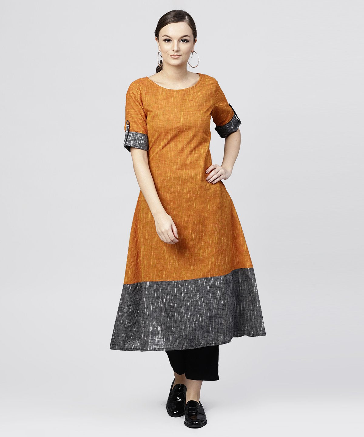 Multi Colored Kurta With Round Neck And 3/4 Sleeves | LASVINI - Redefining Indian Fashion with Elegance