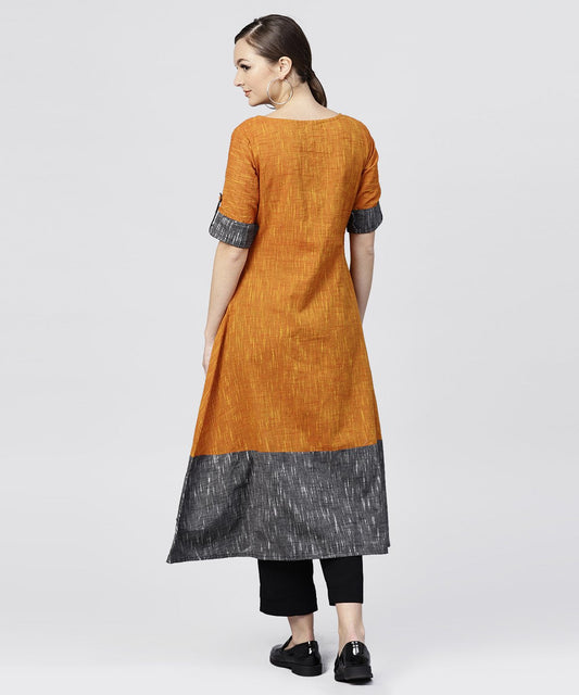 Multi Colored Kurta With Round Neck And 3/4 Sleeves | LASVINI - Redefining Indian Fashion with Elegance